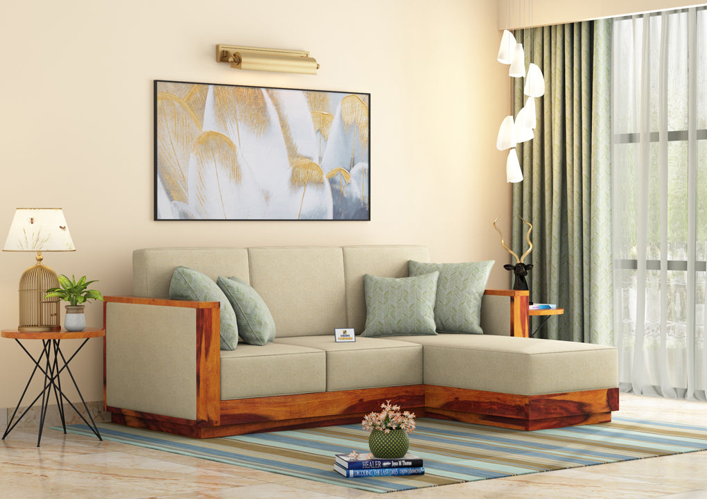Lago L Shape Right Aligned Wooden Sofa - Urbnfurnish