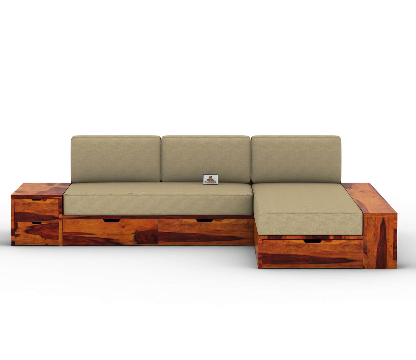 Respiro L Shape Wooden Sofa With Storage - Urbnfurnish
