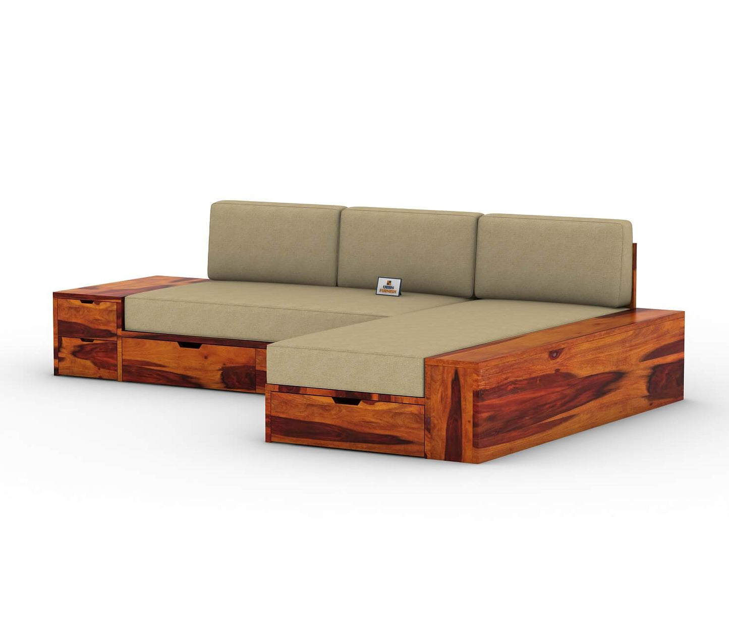 Respiro L Shape Wooden Sofa With Storage - Urbnfurnish
