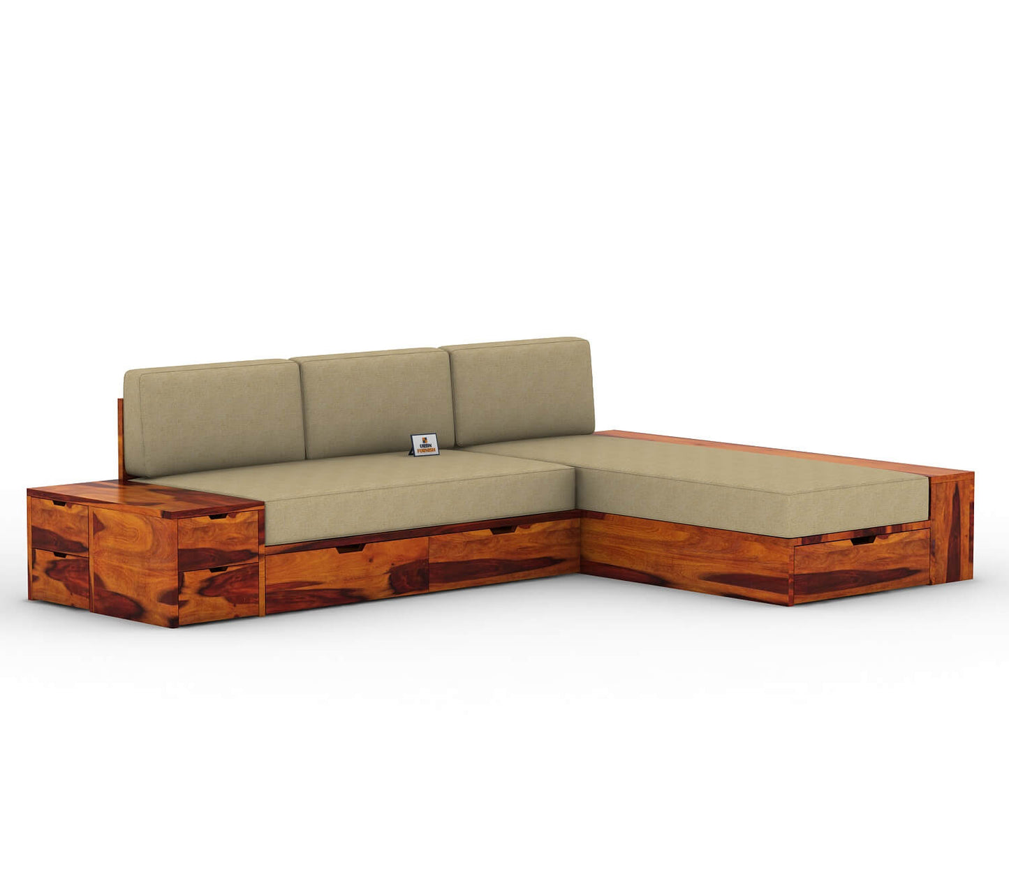 Respiro L Shape Wooden Sofa With Storage - Urbnfurnish