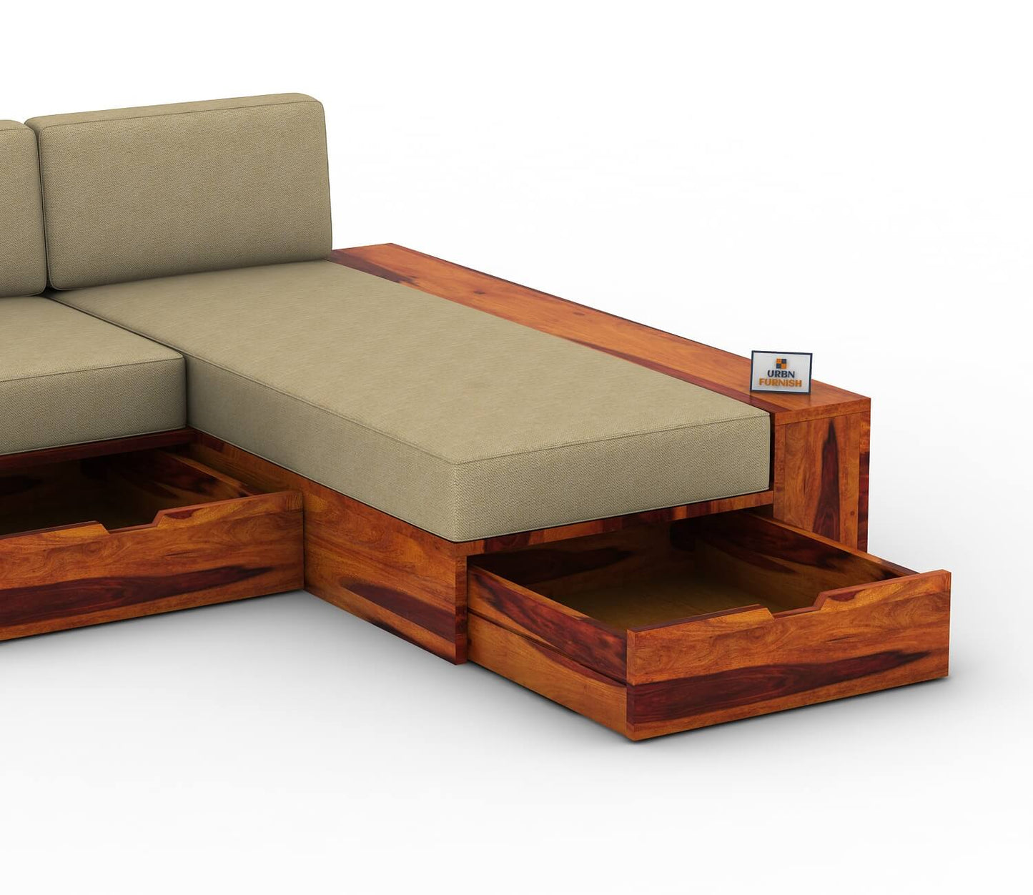 Respiro L Shape Wooden Sofa With Storage - Urbnfurnish