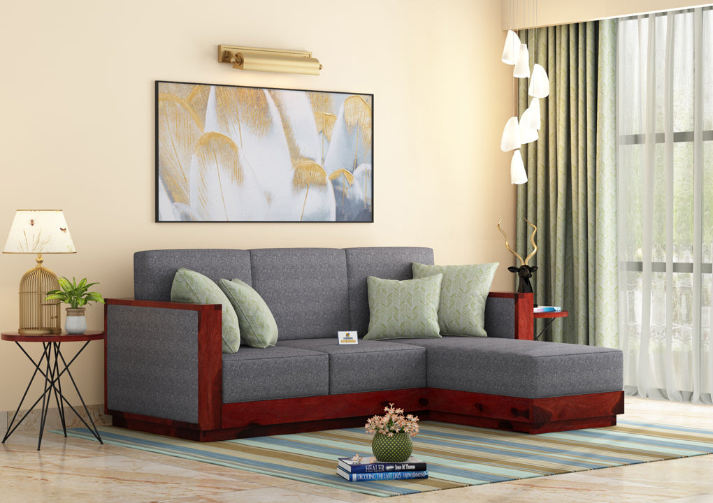 Lago L Shape Right Aligned Wooden Sofa - Urbnfurnish