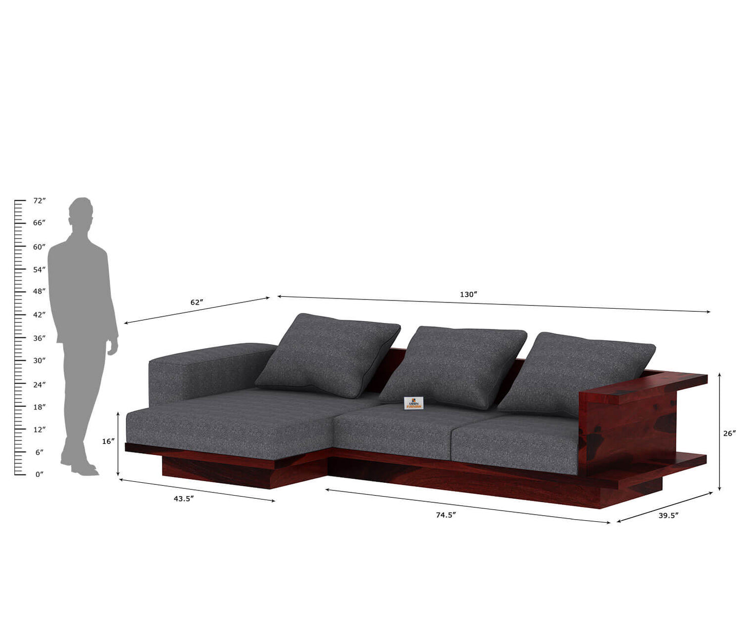 Notturno L Shape Left Aligned Sofa - Urbnfurnish