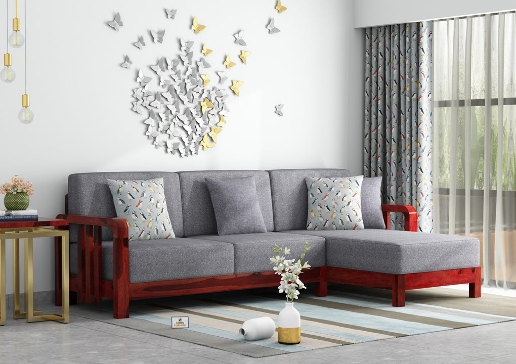Icaro L Shape Right Aligned Wooden Sofa - Urbnfurnish