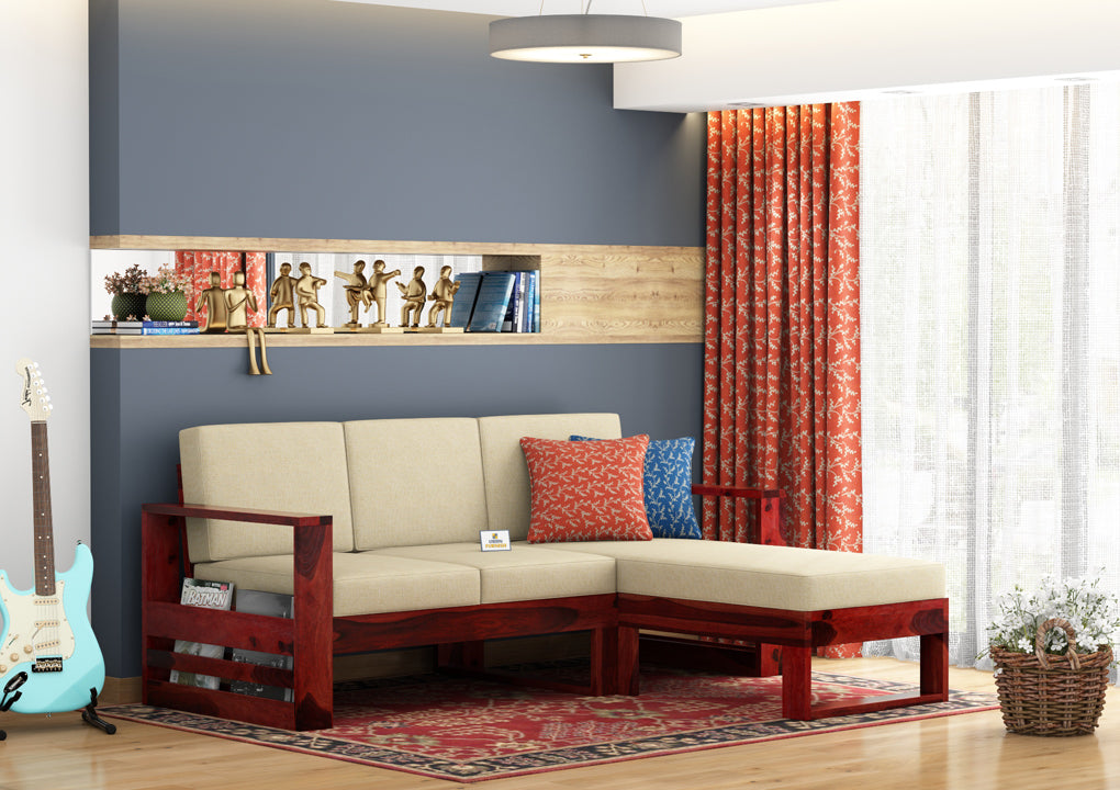 Orfeo L Shape Right Aligned Wooden Sofa - Urbnfurnish
