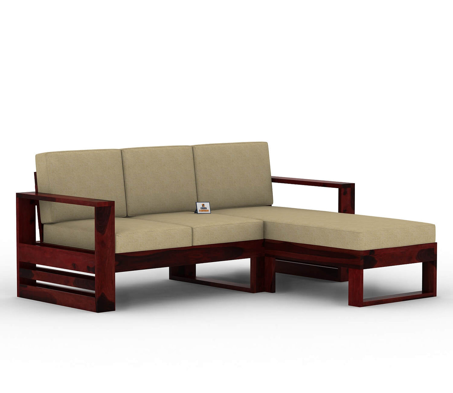 Orfeo L Shape Right Aligned Wooden Sofa - Urbnfurnish