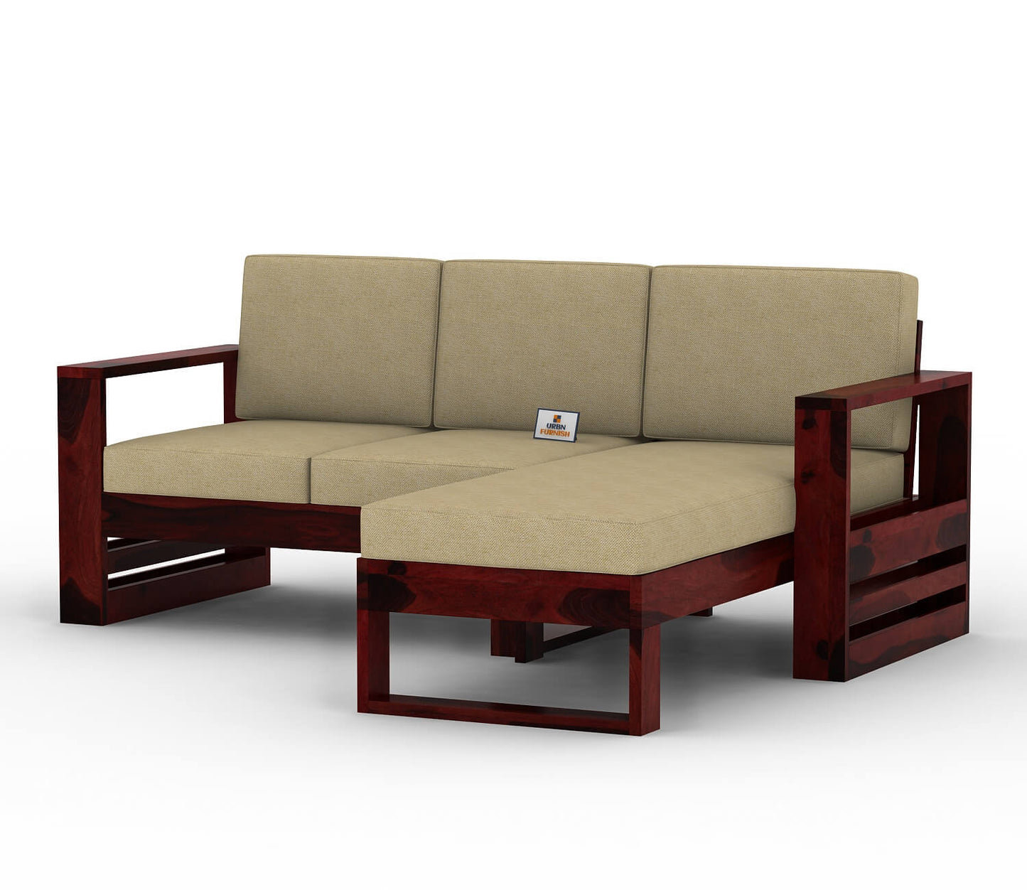 Orfeo L Shape Right Aligned Wooden Sofa - Urbnfurnish