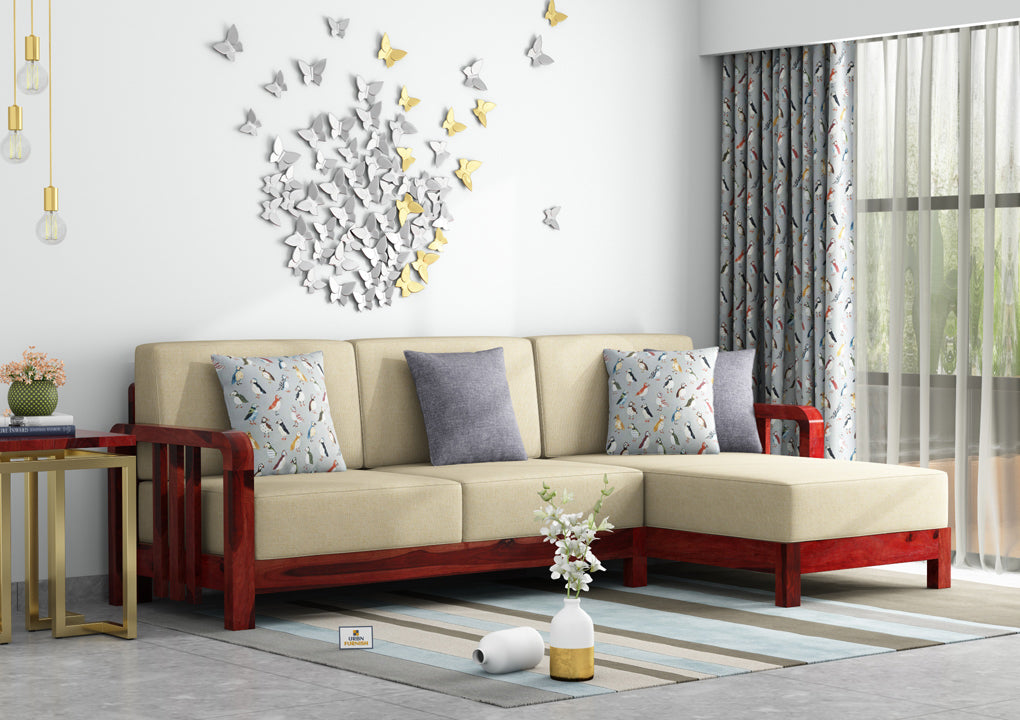 Icaro L Shape Right Aligned Wooden Sofa - Urbnfurnish