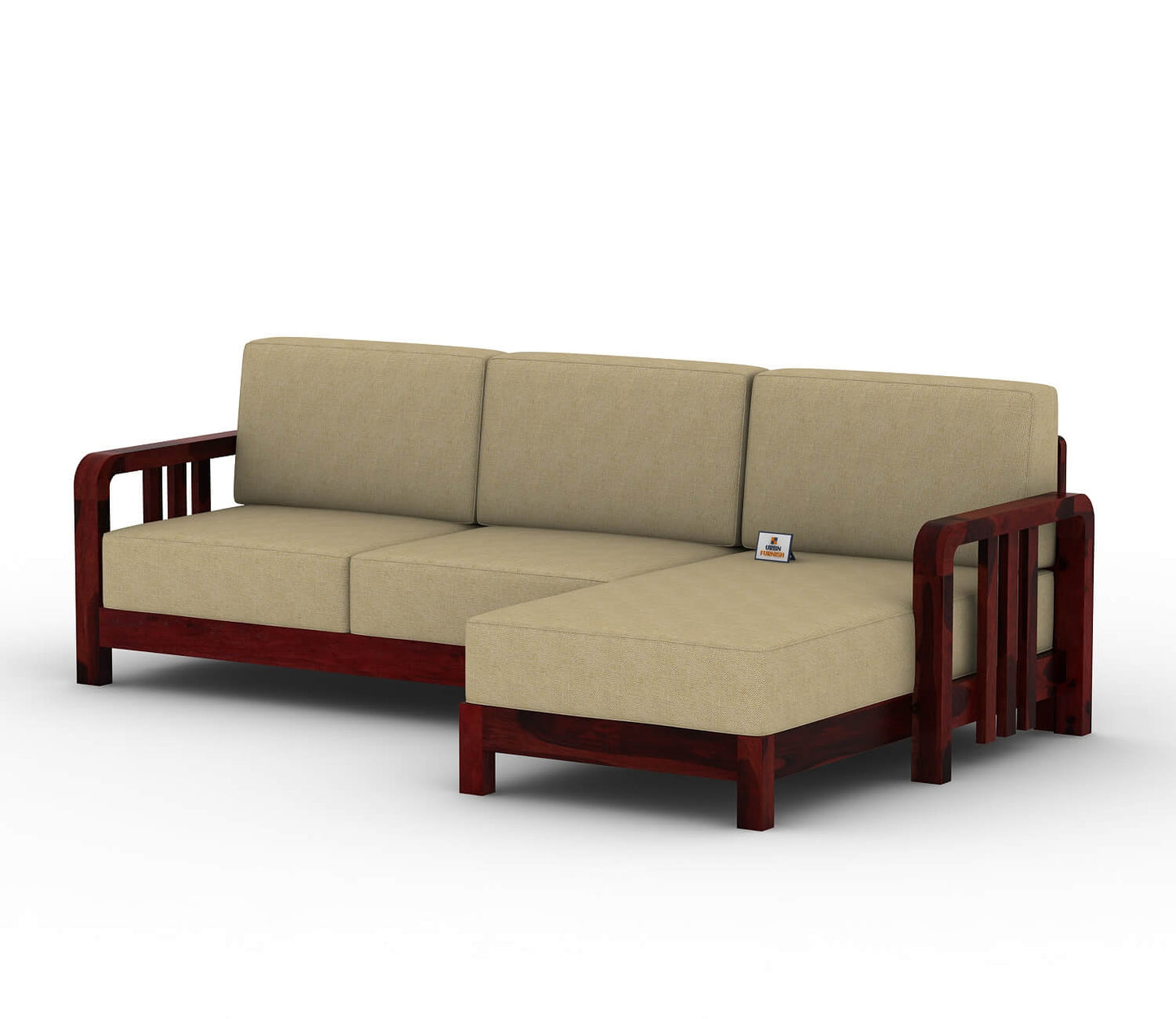 Icaro L Shape Right Aligned Wooden Sofa - Urbnfurnish