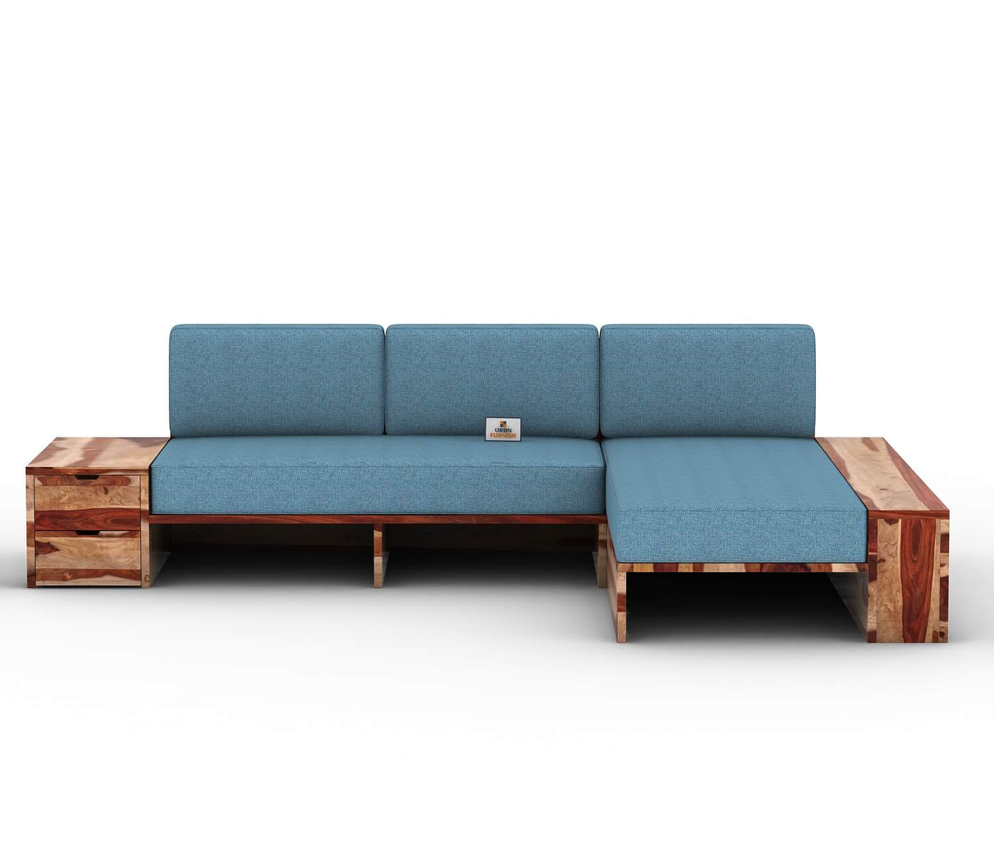 Respiro L Shape Wooden Sofa Without Storage - Urbnfurnish