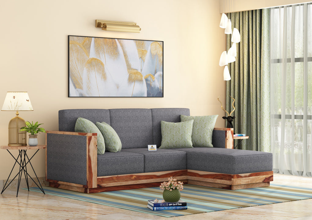 Lago L Shape Right Aligned Wooden Sofa - Urbnfurnish