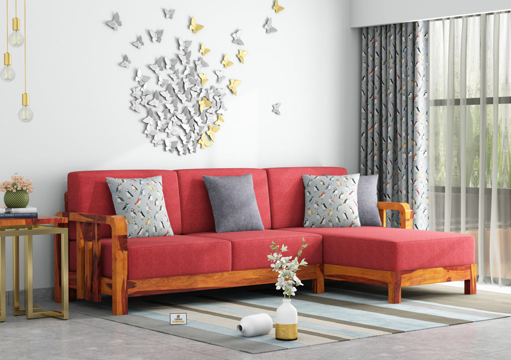 Icaro L Shape Right Aligned Wooden Sofa - Urbnfurnish
