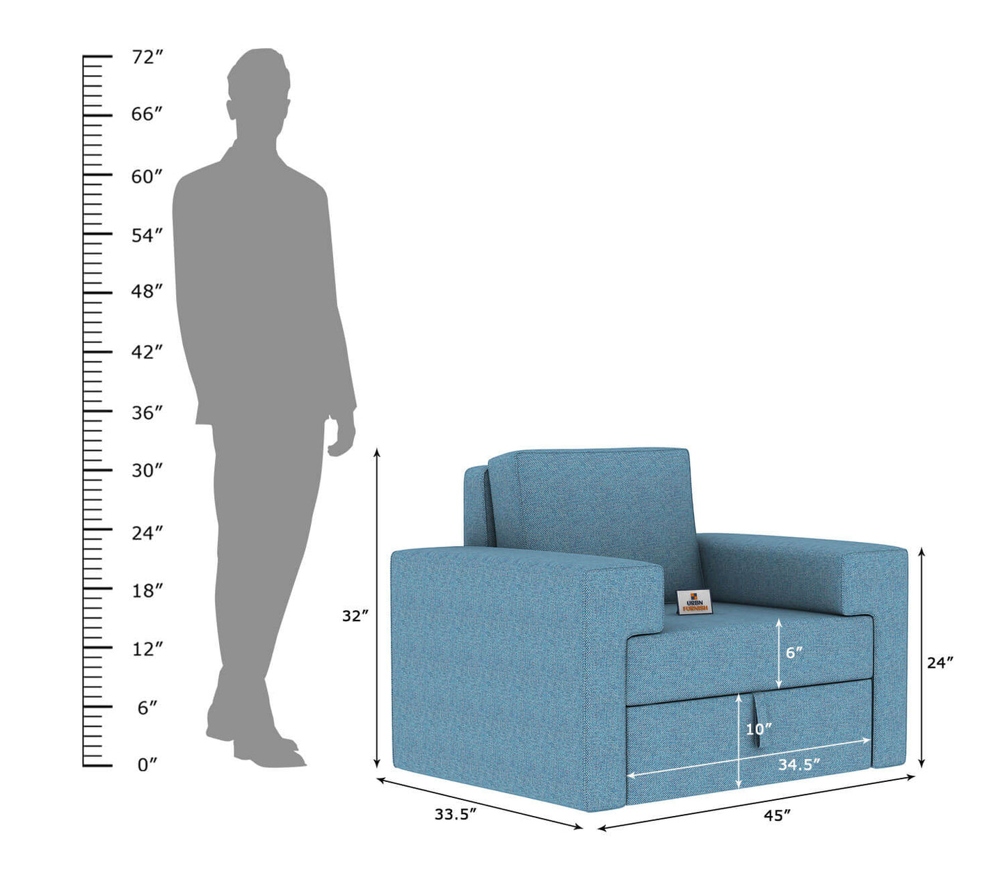 Mangata Fabric 1 Seater Sofa - Urbnfurnish