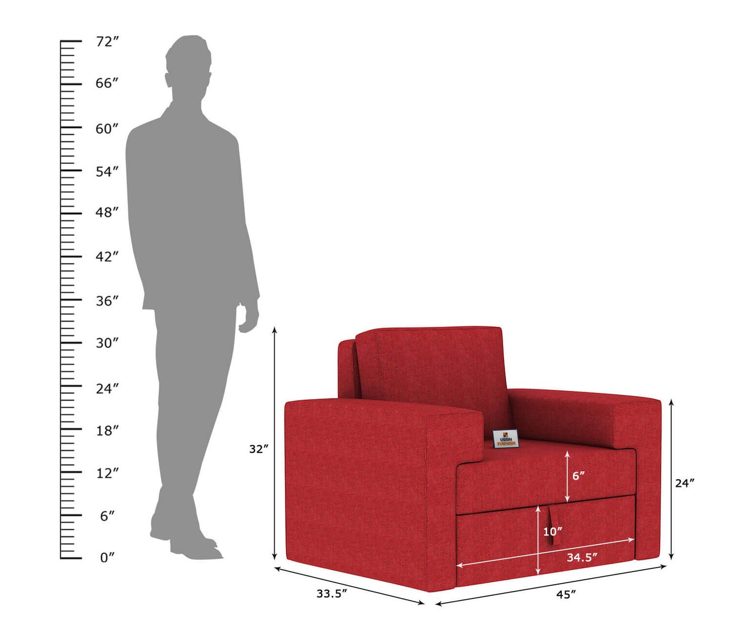 Mangata Fabric 1 Seater Sofa - Urbnfurnish