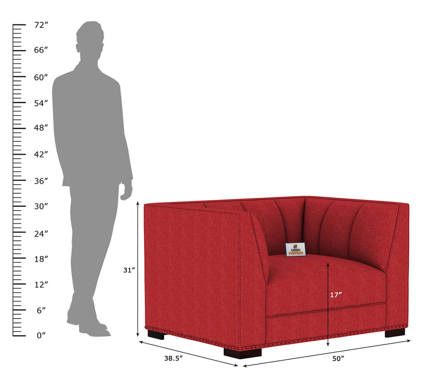 Belrose Fabric 1 Seater Sofa - Urbnfurnish