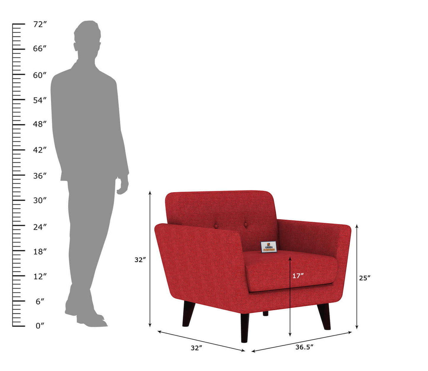 Tivoli Fabric 1 Seater Sofa - Urbnfurnish