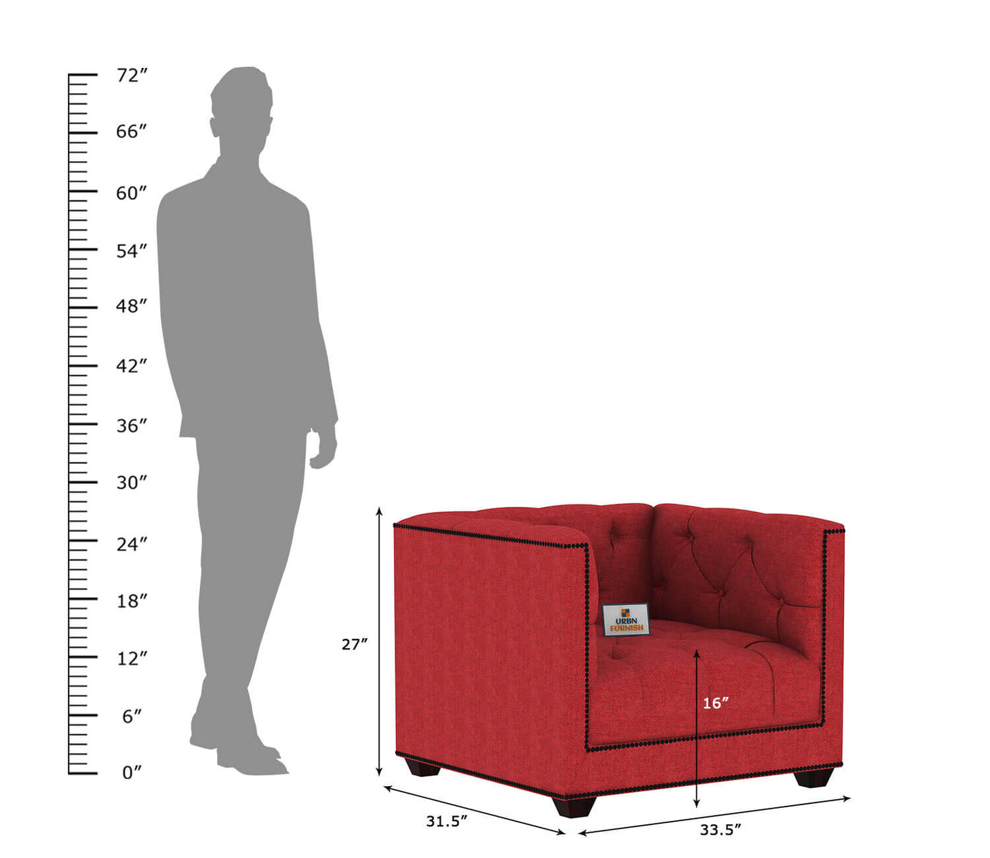 Ollie Fabric 1 Seater Sofa - Urbnfurnish