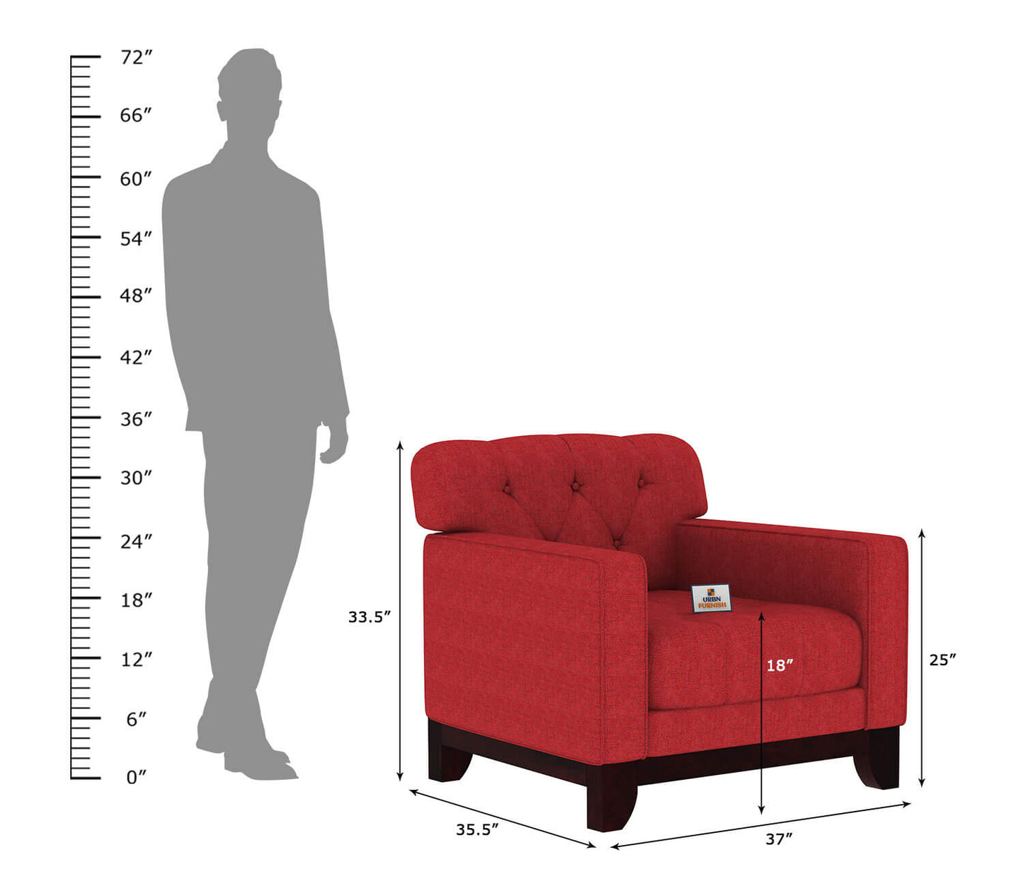 Bells Fabric 1 Seater Sofa - Urbnfurnish