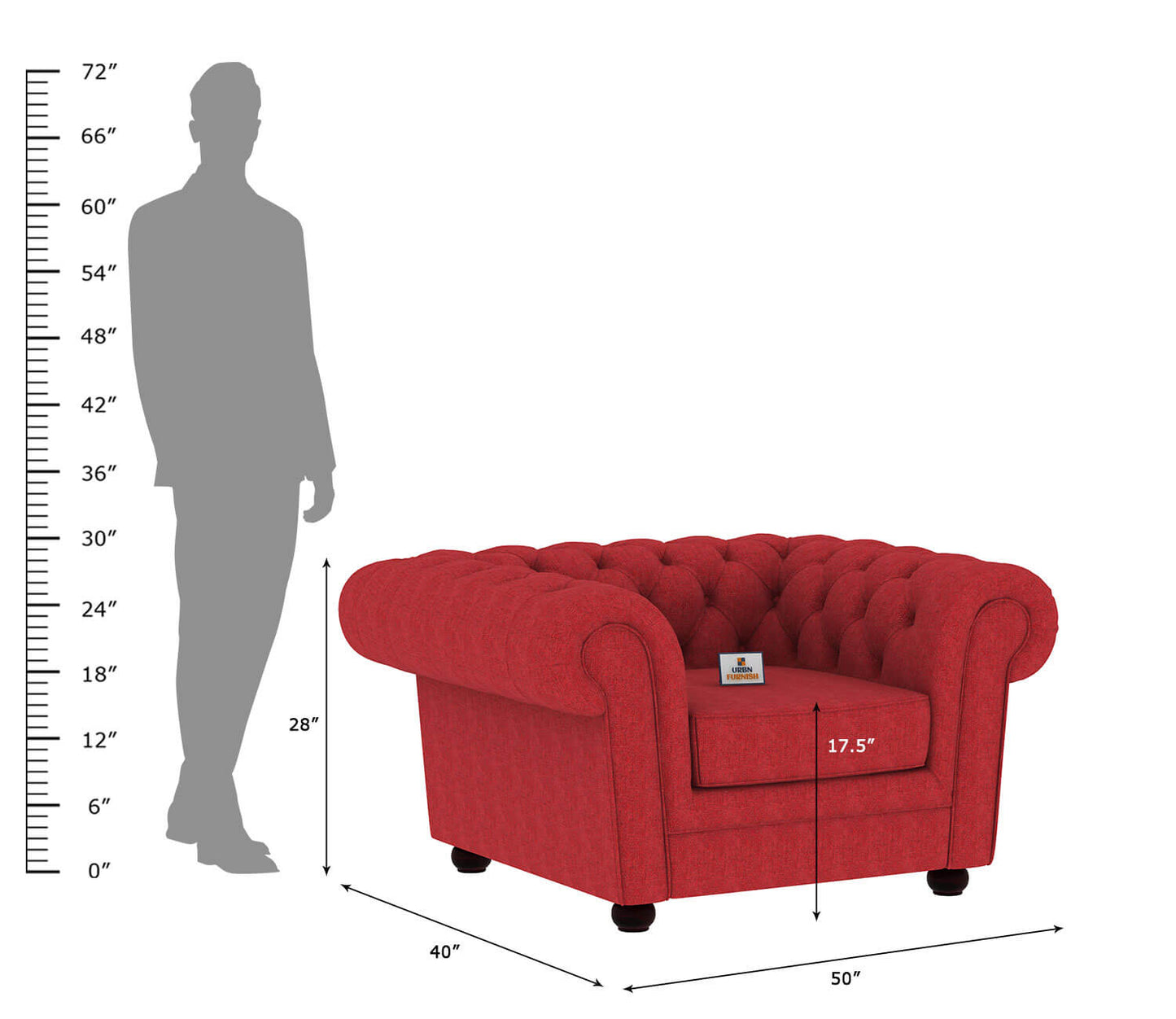 Eva Fabric 1 Seater Sofa - Urbnfurnish