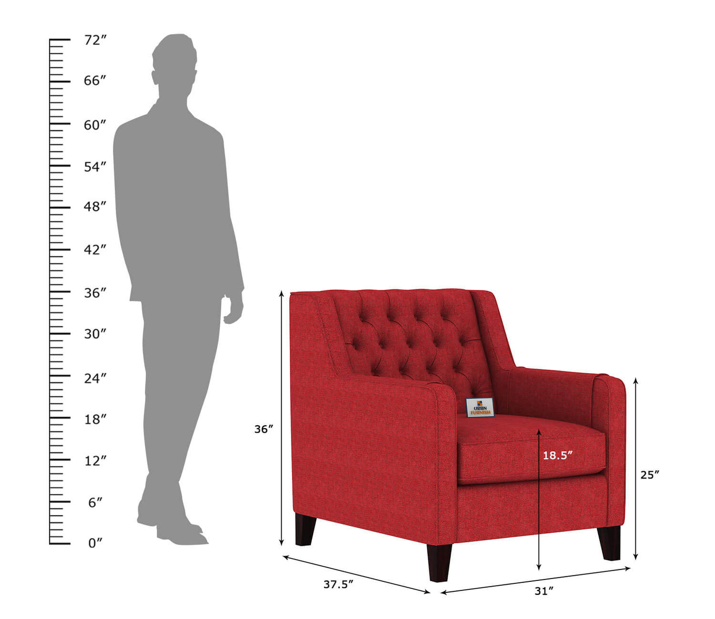 Dakota Fabric 1 Seater Sofa - Urbnfurnish