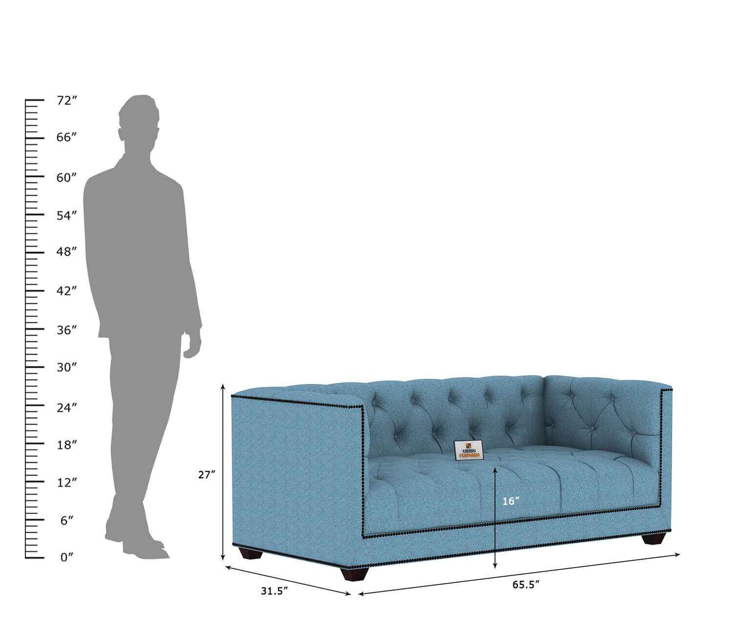 Ollie Fabric 2 Seater Sofa - Urbnfurnish