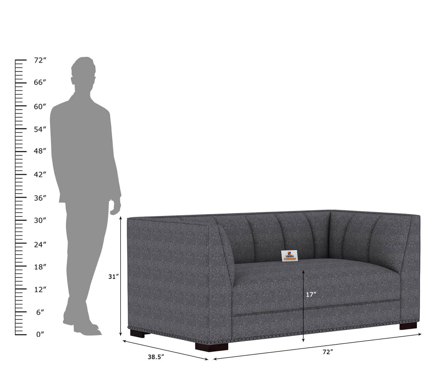 Belrose Fabric 2 Seater Sofa - Urbnfurnish