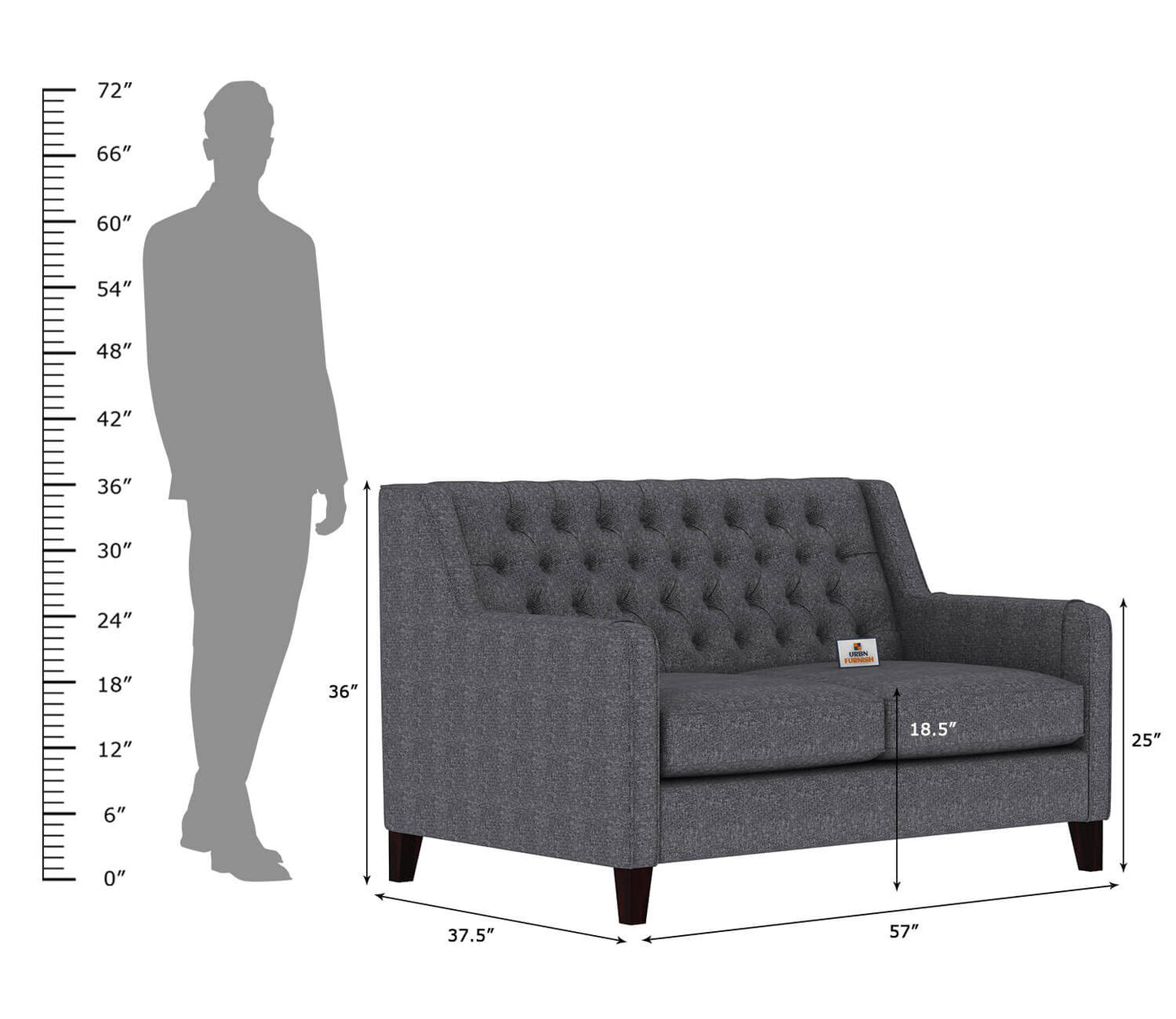 Dakota Fabric 2 Seater Sofa - Urbnfurnish
