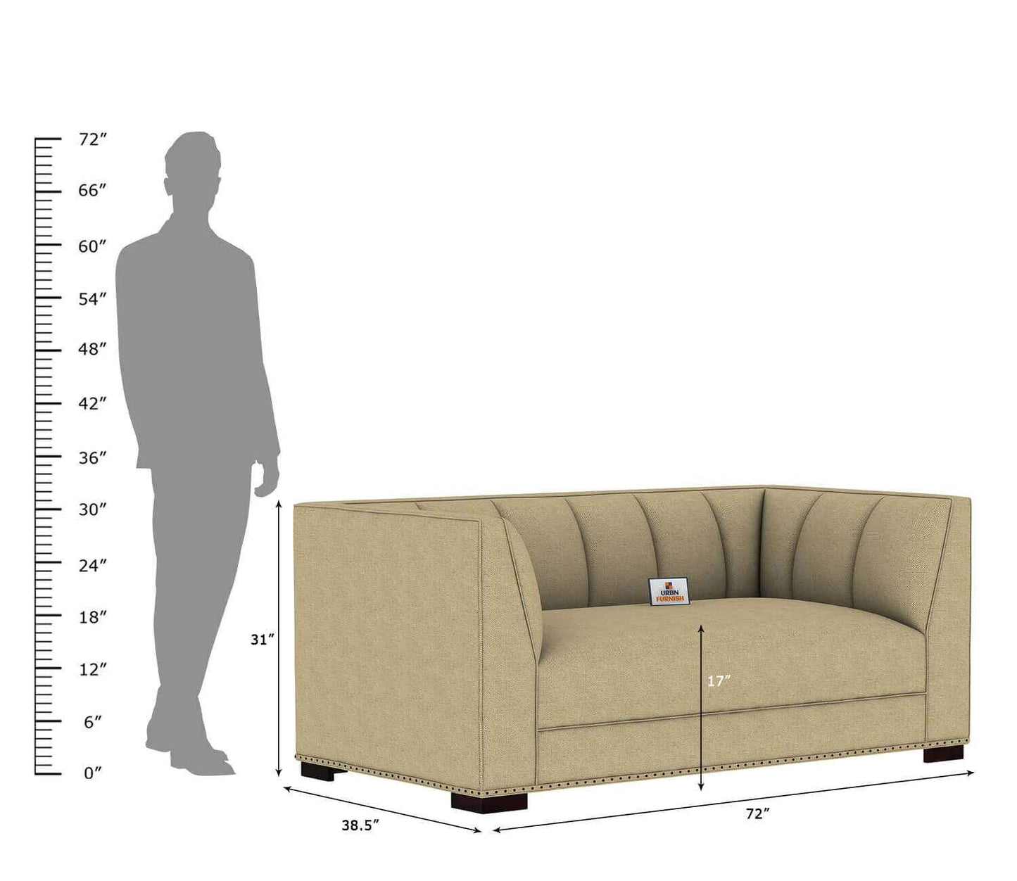 Belrose Fabric 2 Seater Sofa - Urbnfurnish