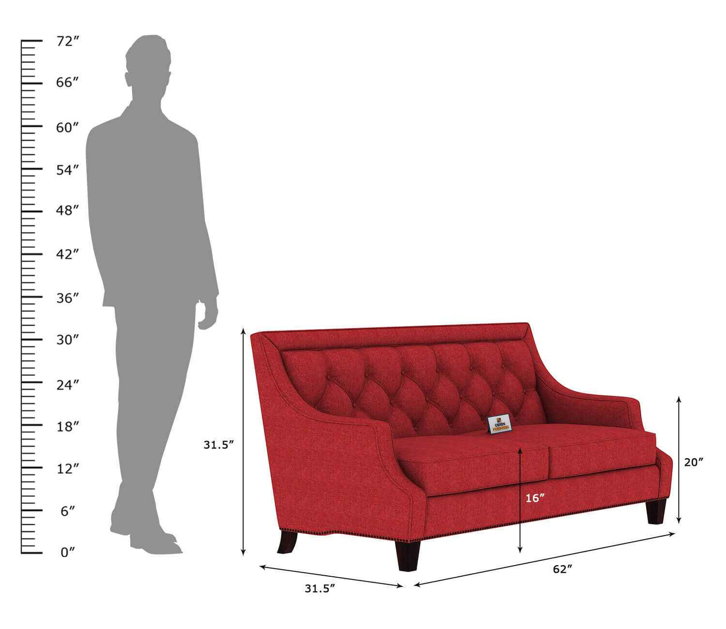 Merella Fabric 2 Seater Sofa - Urbnfurnish