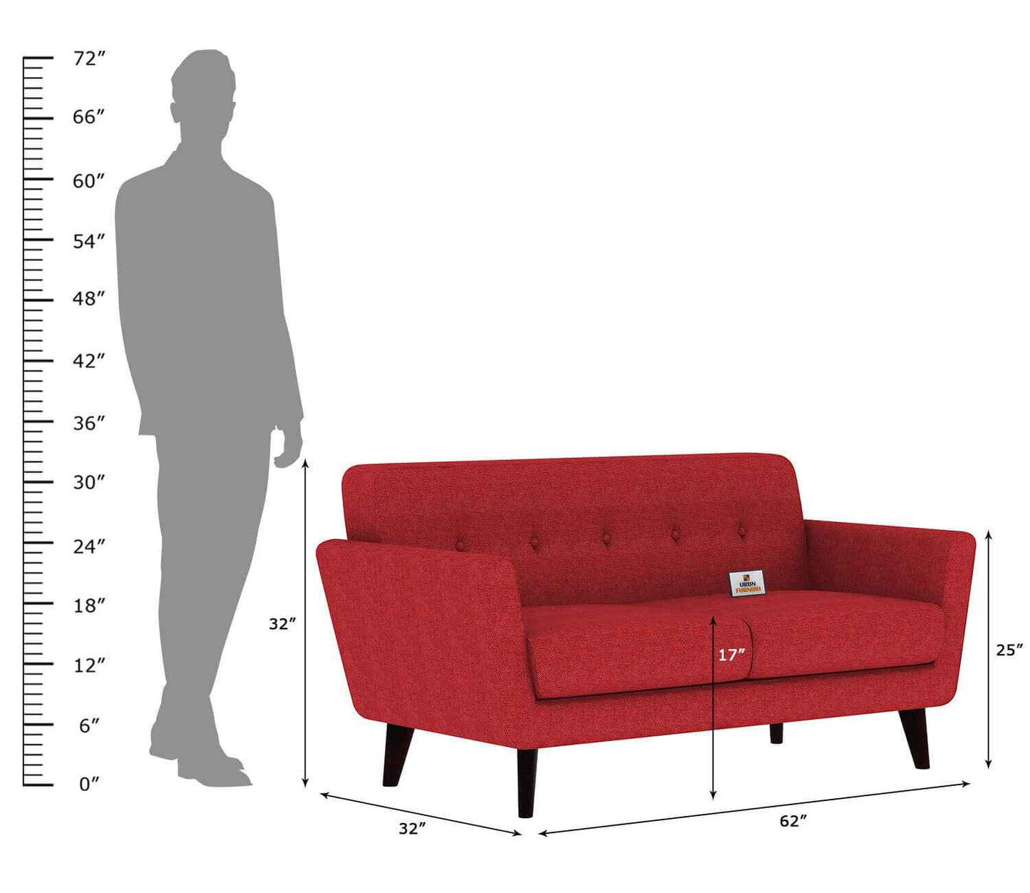 Tivoli Fabric 2 Seater Sofa - Urbnfurnish