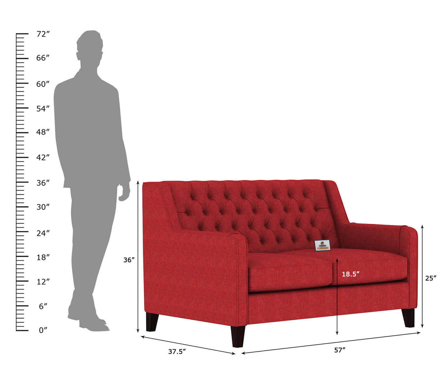 Dakota Fabric 2 Seater Sofa - Urbnfurnish