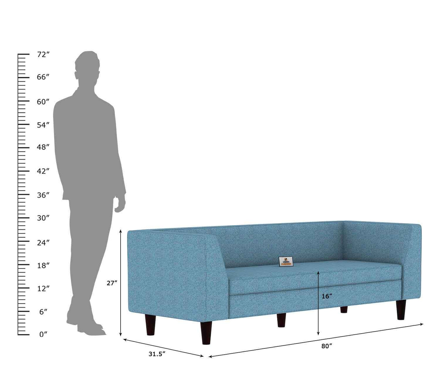 Forelsket Fabric 3 Seater Sofa - Urbnfurnish