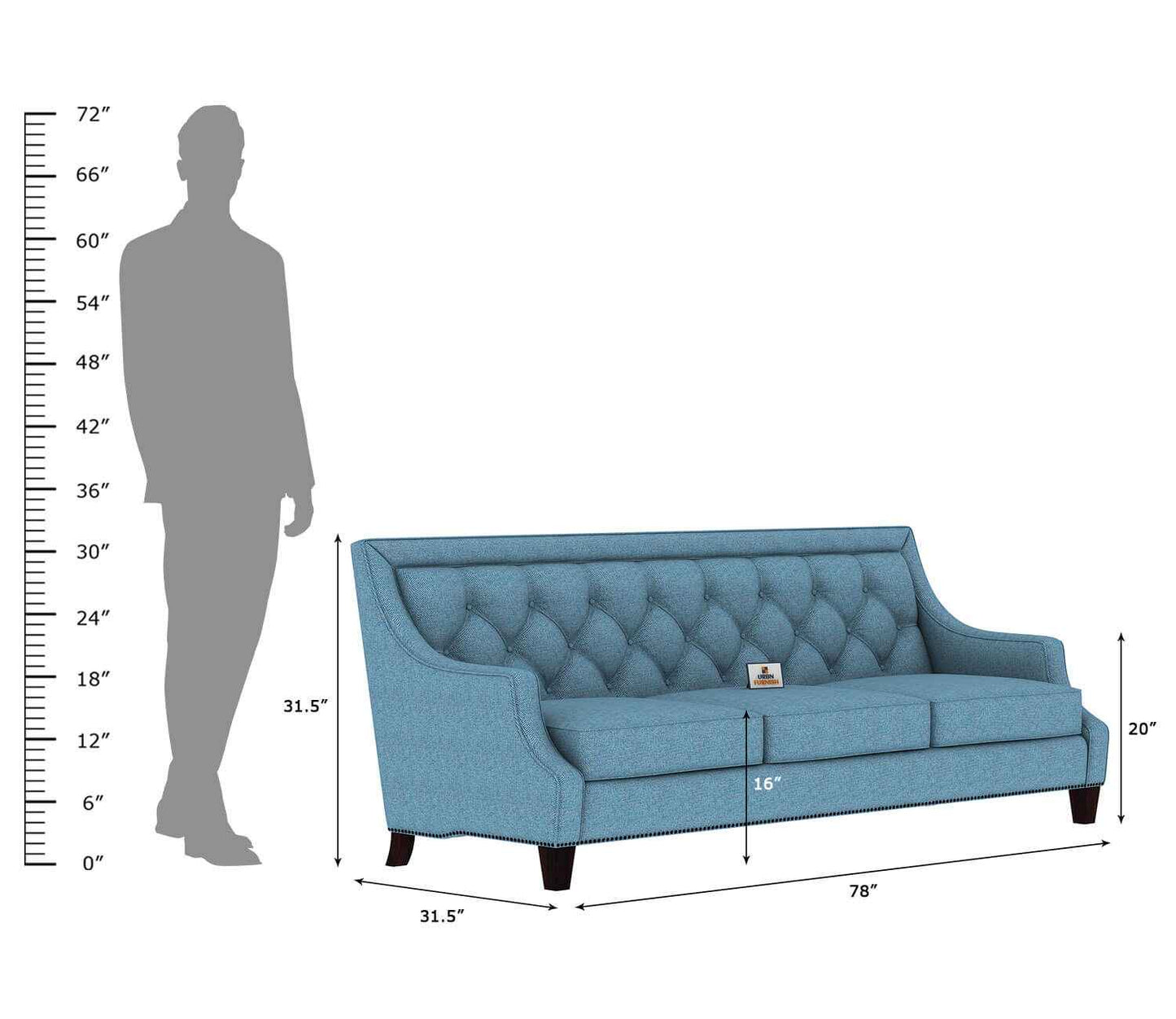 Merella Fabric 3 Seater Sofa - Urbnfurnish