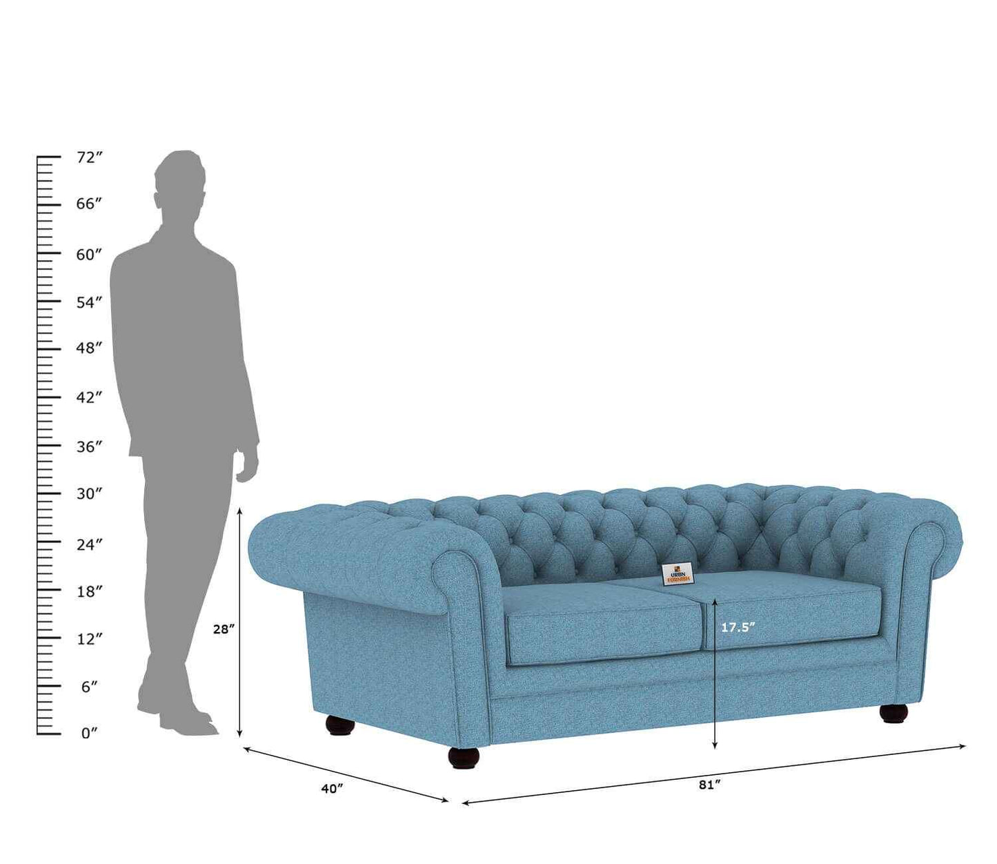 Eva Fabric 3 Seater Sofa - Urbnfurnish