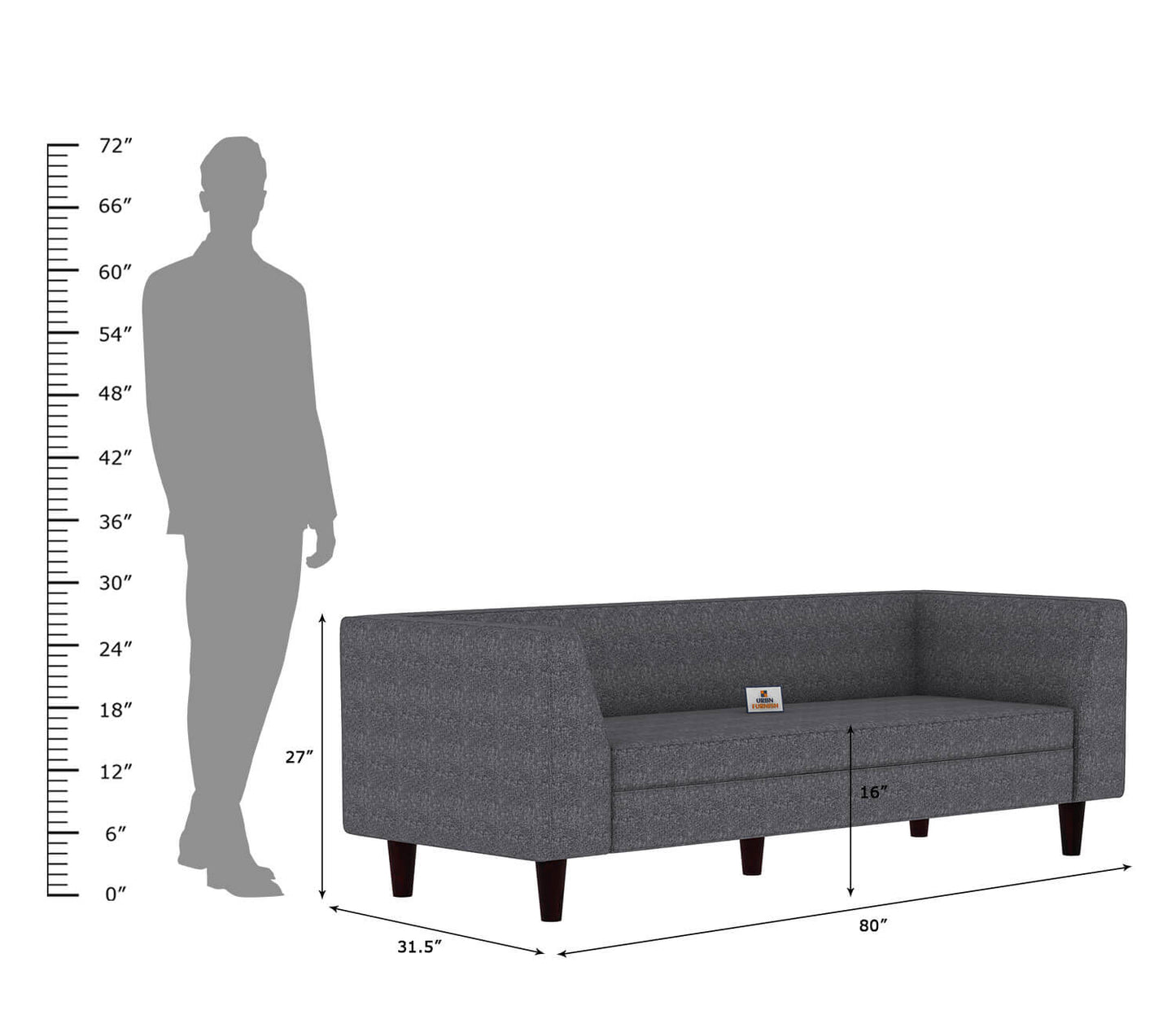 Forelsket Fabric 3 Seater Sofa - Urbnfurnish
