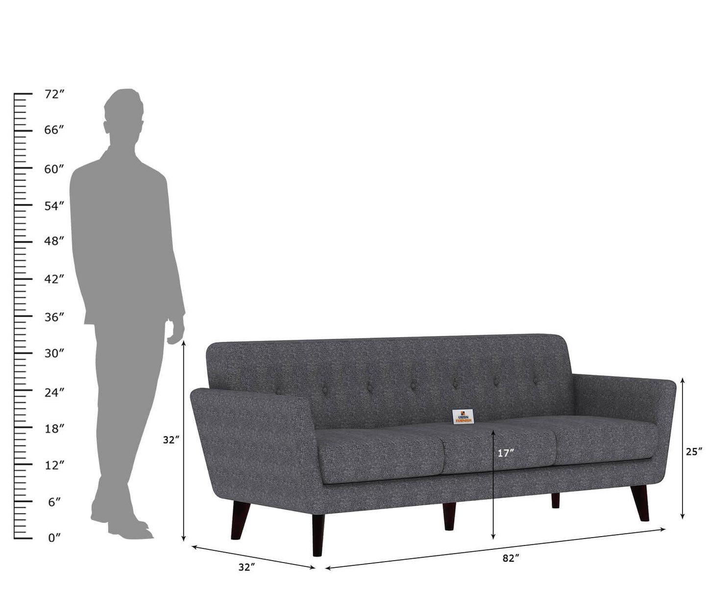 Tivoli Fabric 3 Seater Sofa - Urbnfurnish