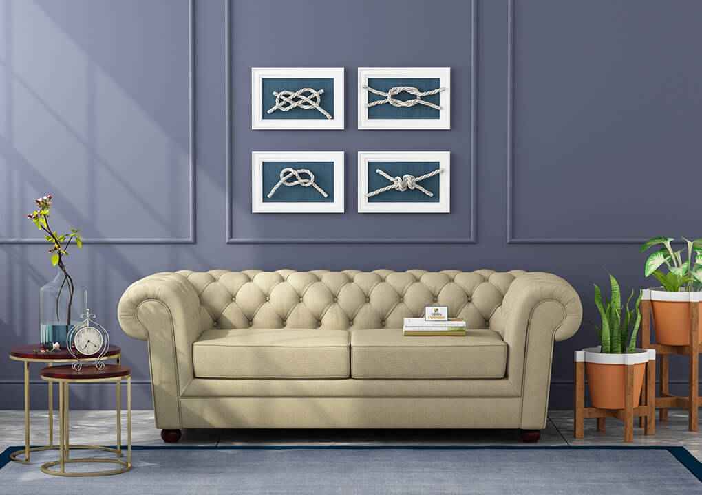Eva Fabric 3 Seater Sofa - Urbnfurnish