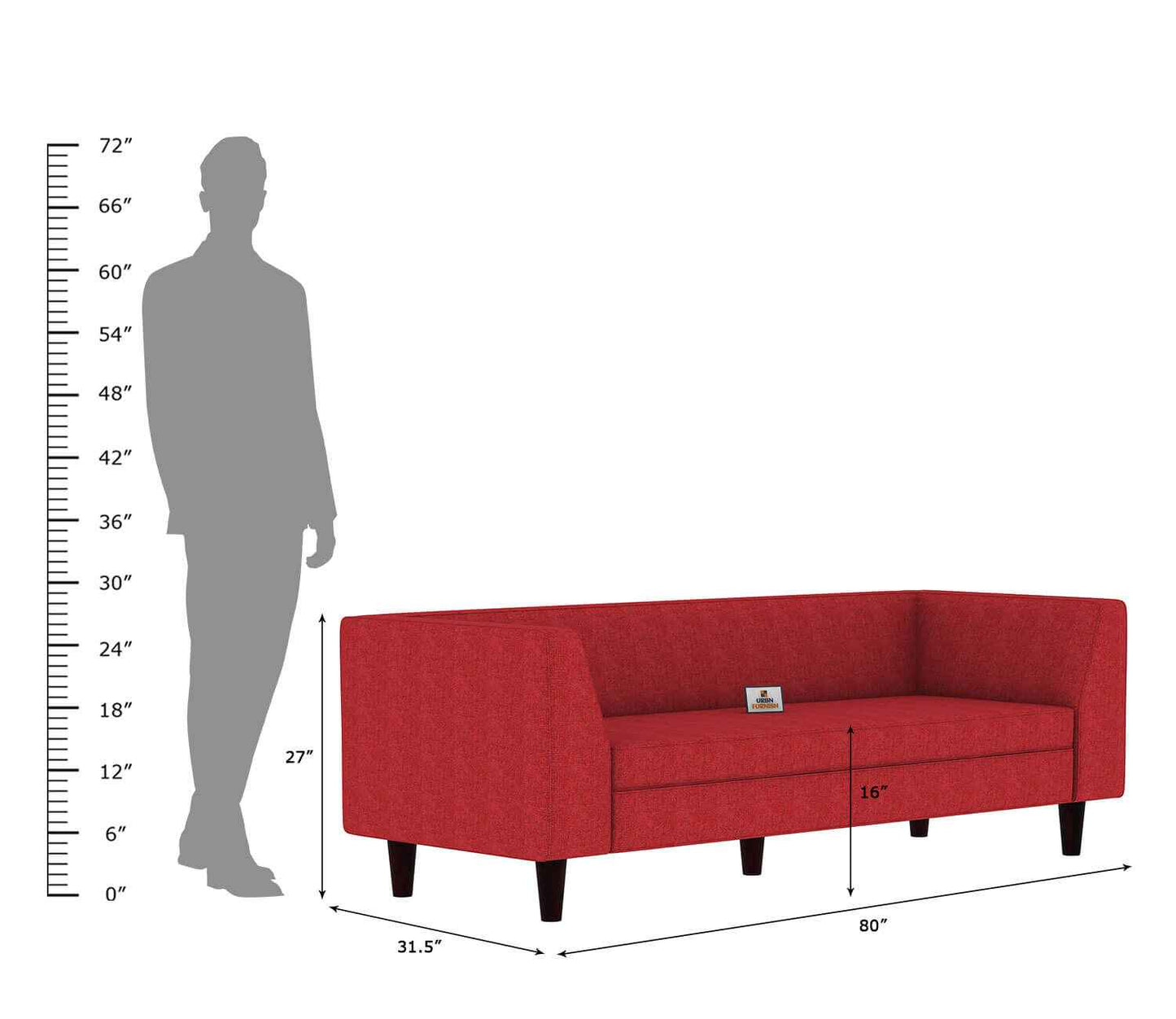Forelsket Fabric 3 Seater Sofa - Urbnfurnish