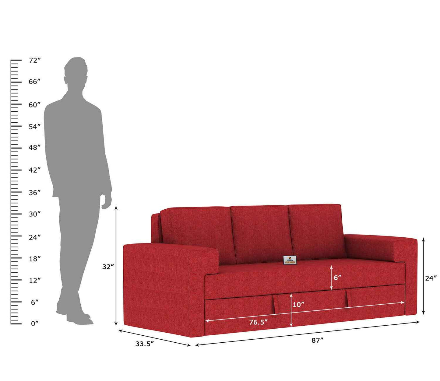 Mangata Fabric 3 Seater Sofa - Urbnfurnish