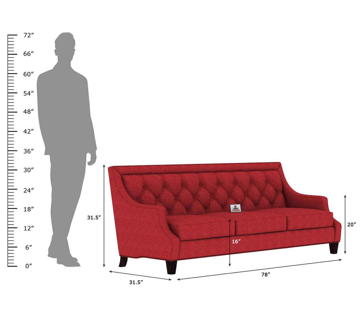 Merella Fabric 3 Seater Sofa - Urbnfurnish