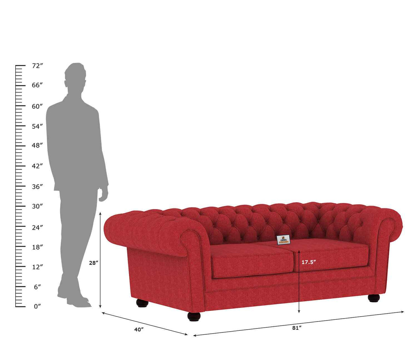 Eva Fabric 3 Seater Sofa - Urbnfurnish