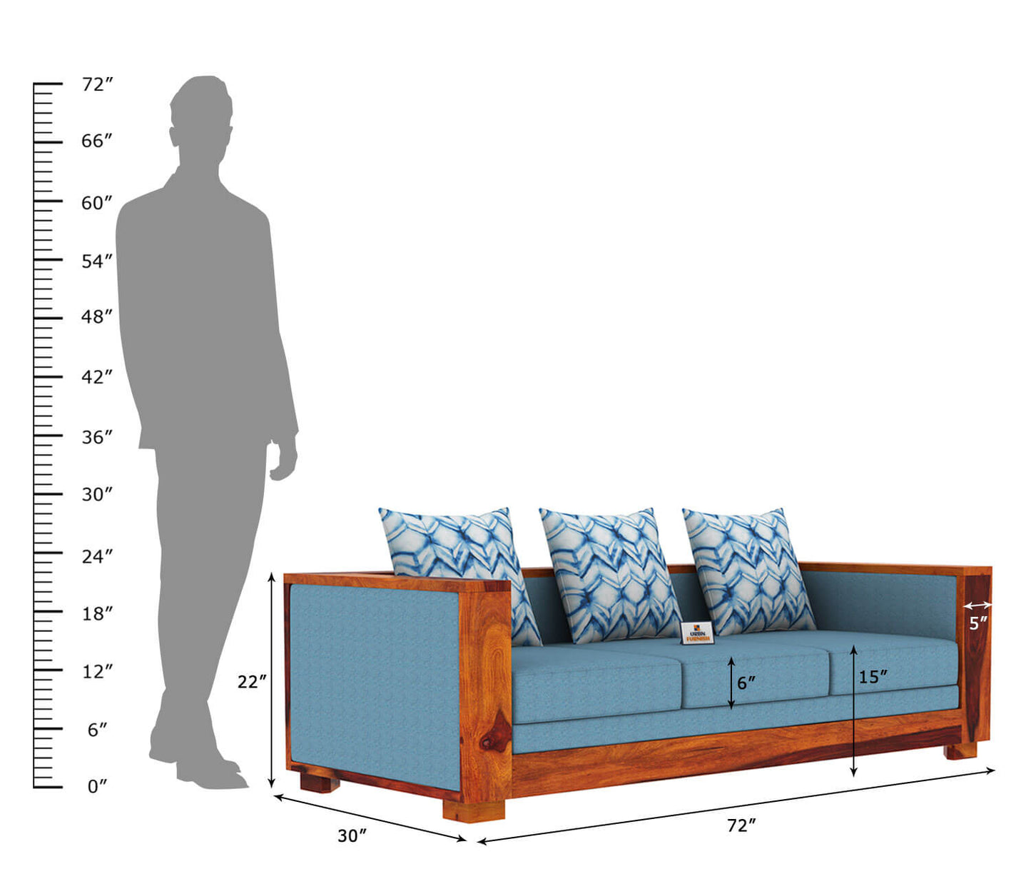 Brume Wooden 3+1+1 Sofa Set - Urbnfurnish
