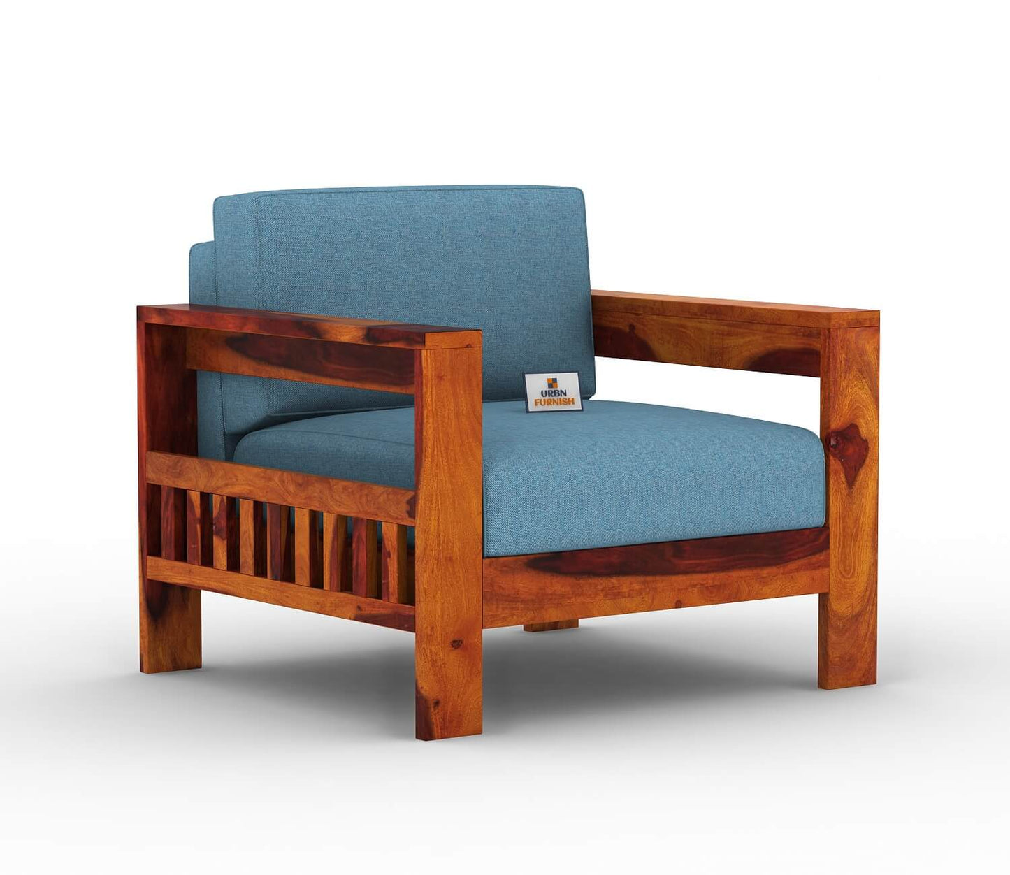 Carlotta With Side Magazine Wooden 3+1+1 Sofa Set - Urbnfurnish