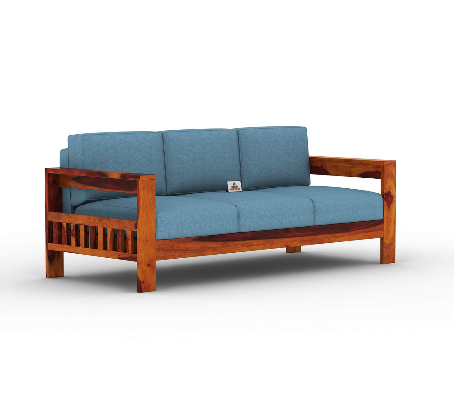 Carlotta With Side Magazine Wooden 3+1+1 Sofa Set - Urbnfurnish