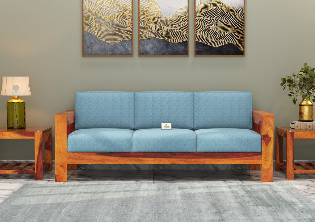 Carlotta With Side Magazine Wooden 3+1+1 Sofa Set - Urbnfurnish