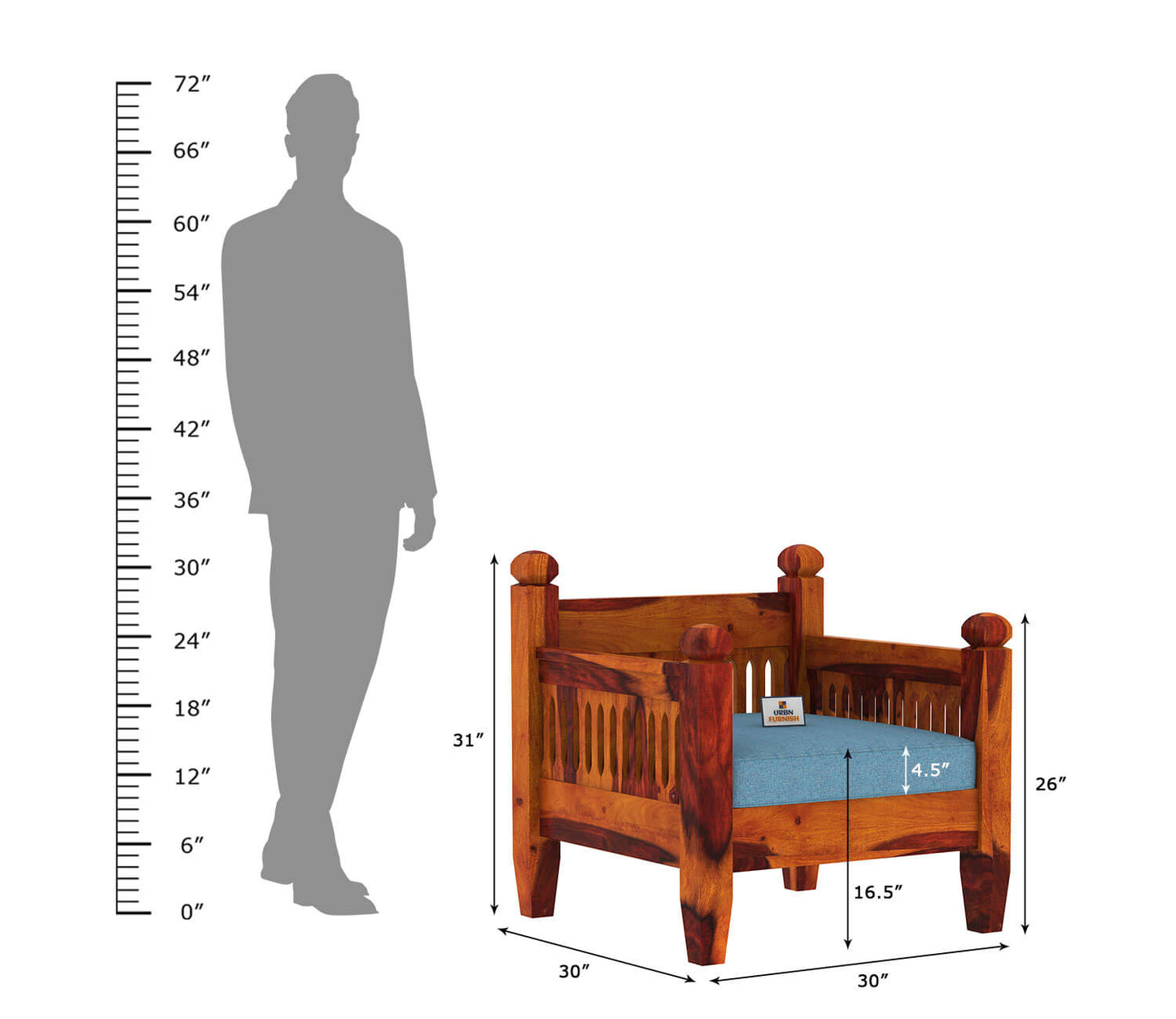 Ruby Wooden 3+1+1 Sofa Set - Urbnfurnish
