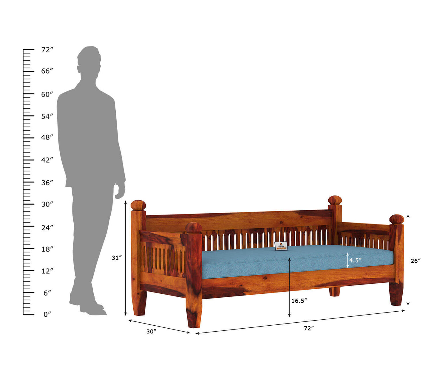 Ruby Wooden 3+1+1 Sofa Set - Urbnfurnish