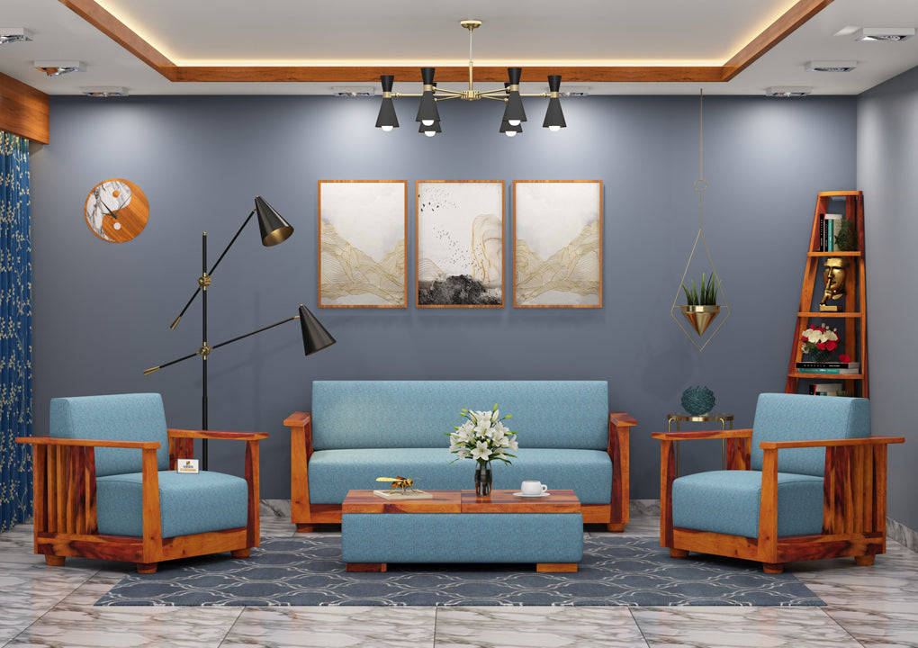 Olson Wooden 3+1+1 Sofa Set - Urbnfurnish