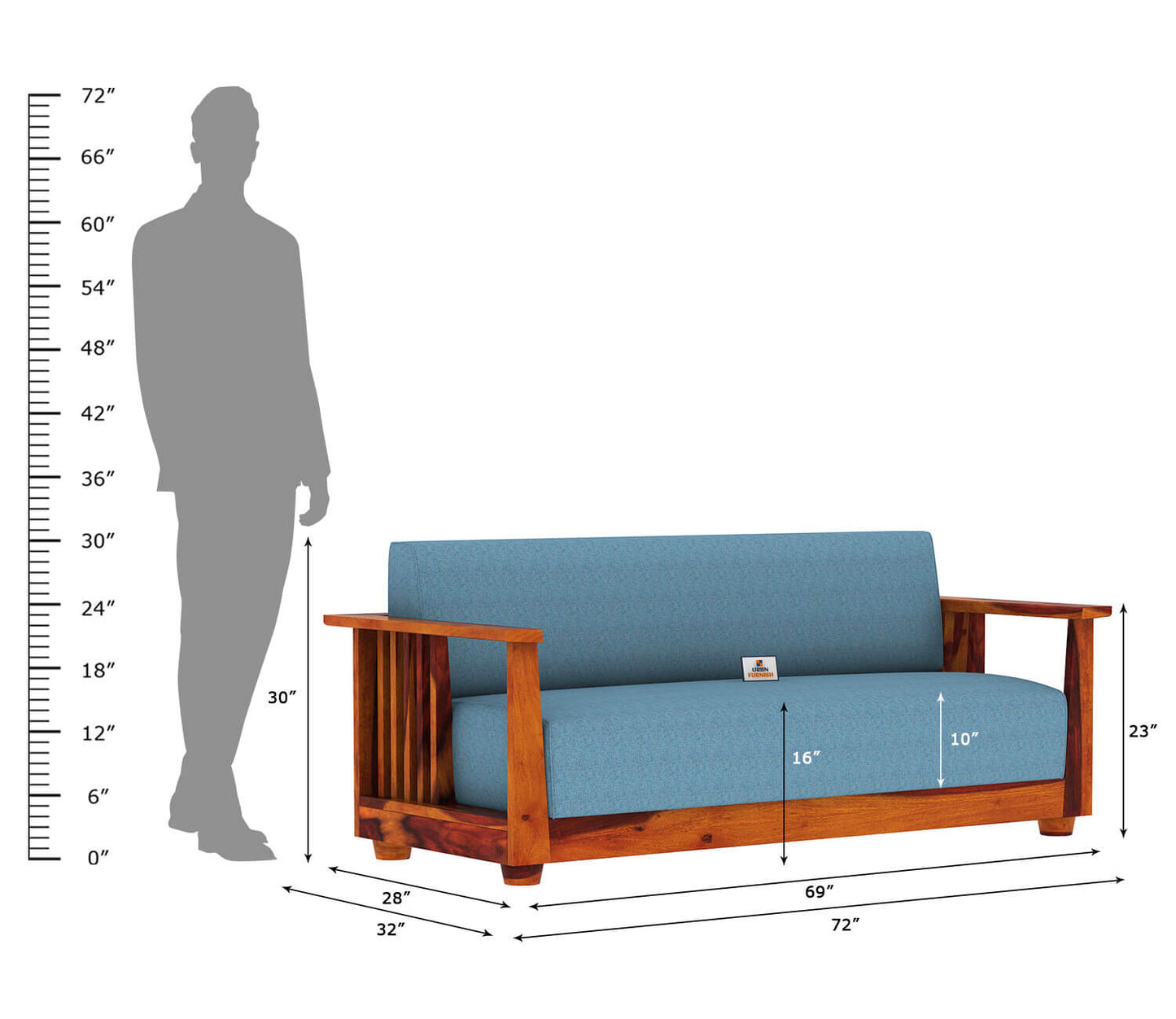 Olson Wooden 3+1+1 Sofa Set - Urbnfurnish