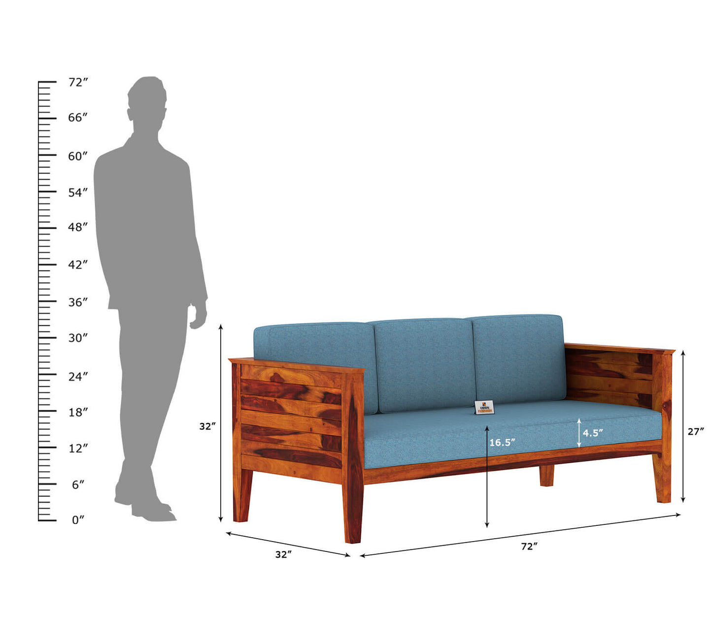 Venice Wooden 3+1+1 Sofa Set - Urbnfurnish